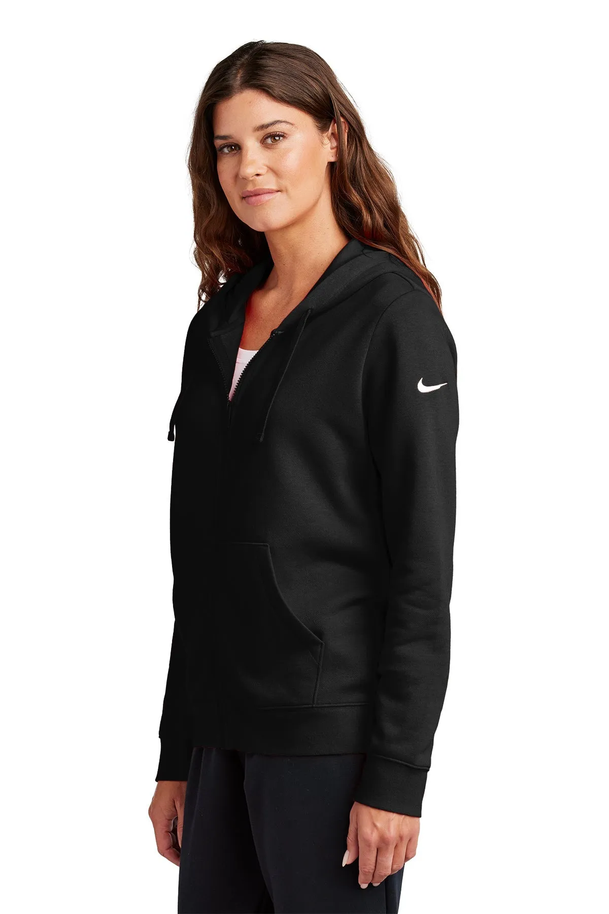 Nike Ladies Club Fleece Full-Zip Custom Hoodies, Black