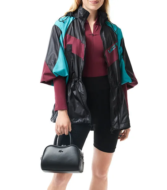 Adjustable Waist Black and Ocelle-Zin-Zin Colourblock Hooded Jacket with Oversized Fit