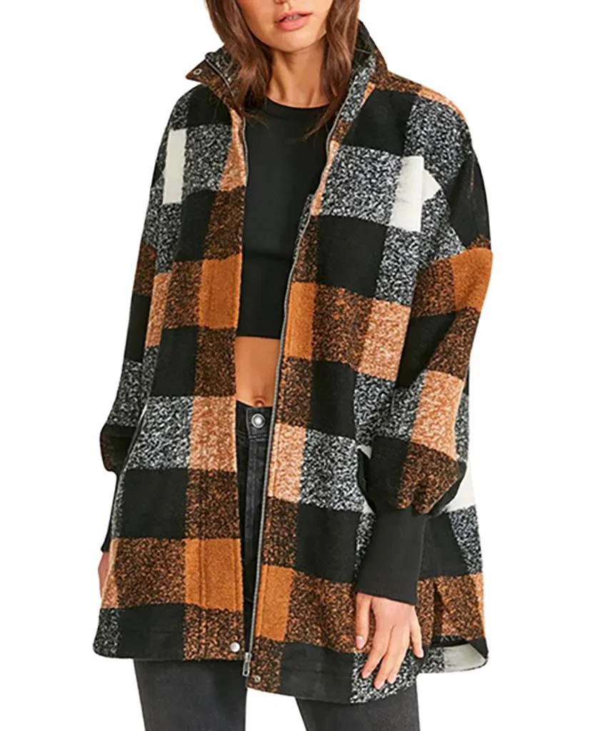Plaid Times Coat Brown