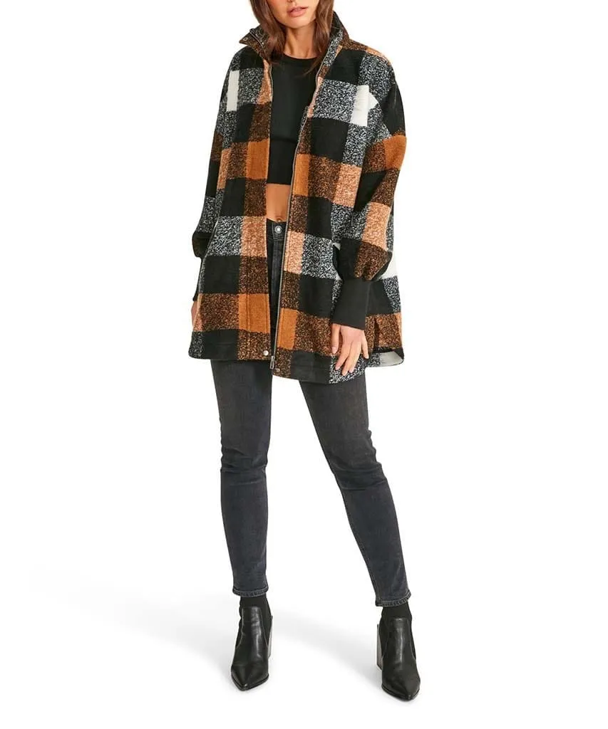 Plaid Times Coat Brown