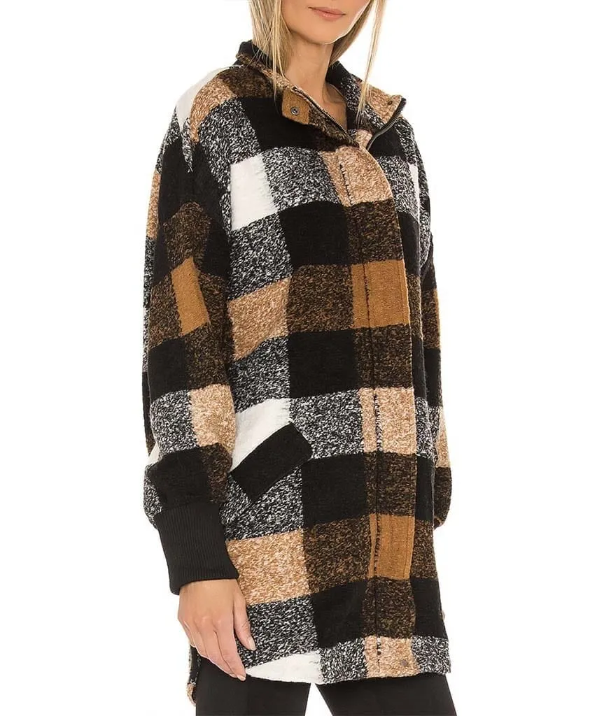 Plaid Times Coat Brown