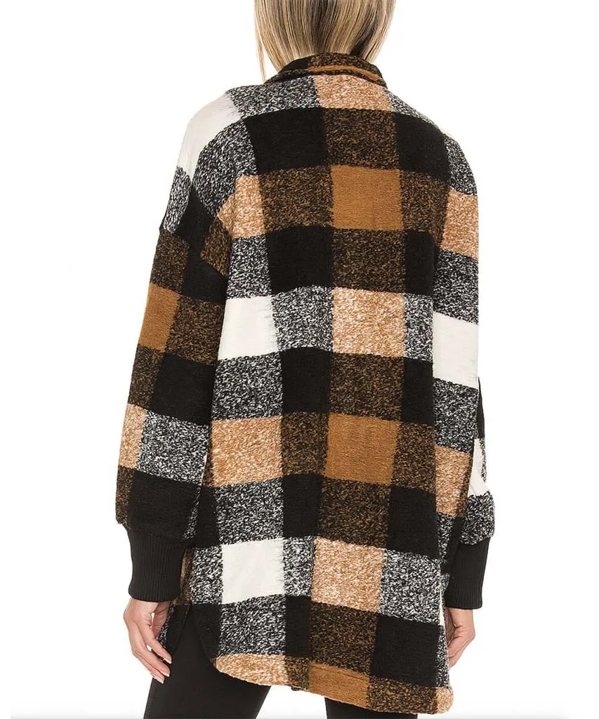 Plaid Times Coat Brown