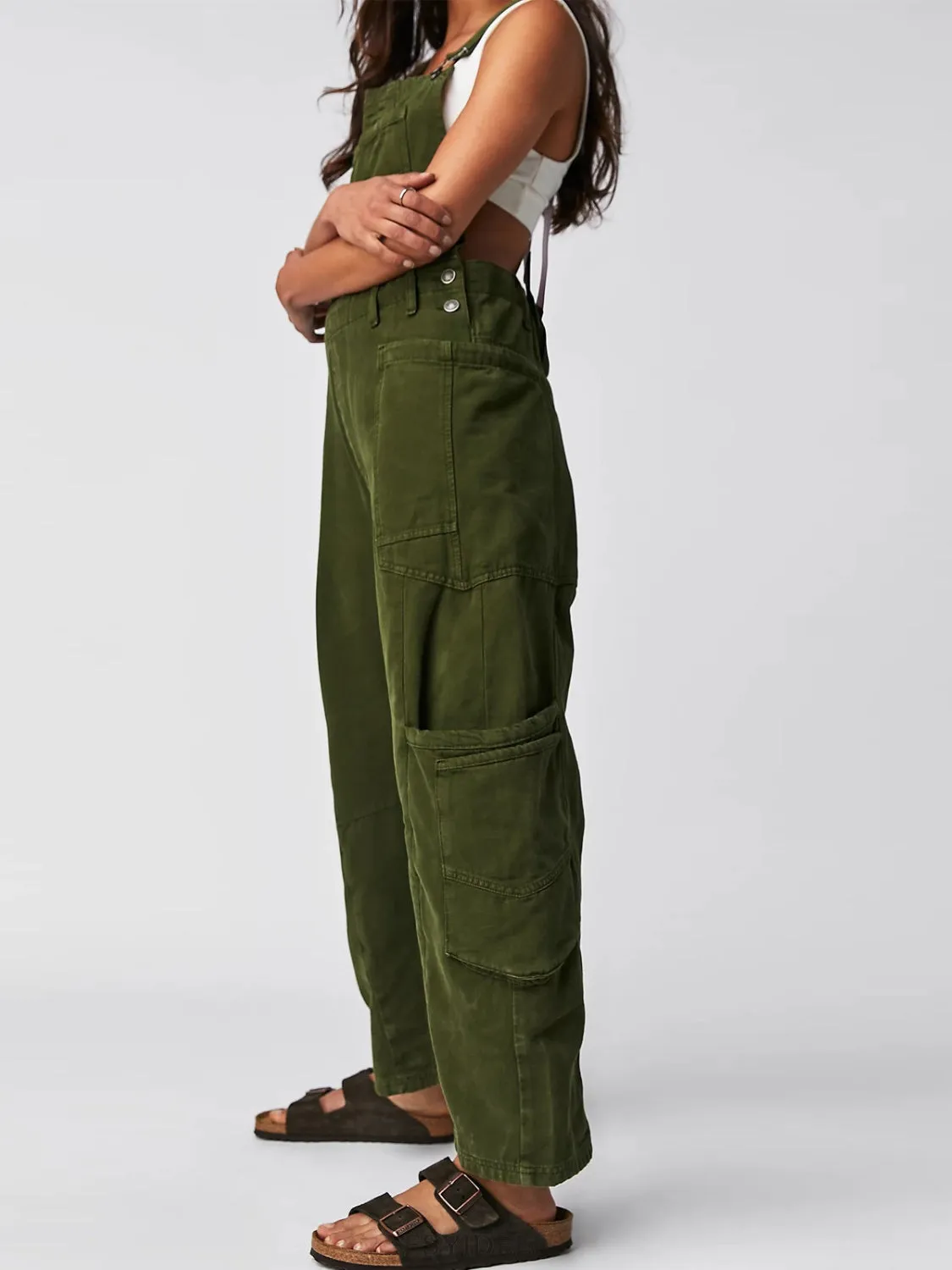 Pocketed Wide Strap Denim Overalls - 4 Colors