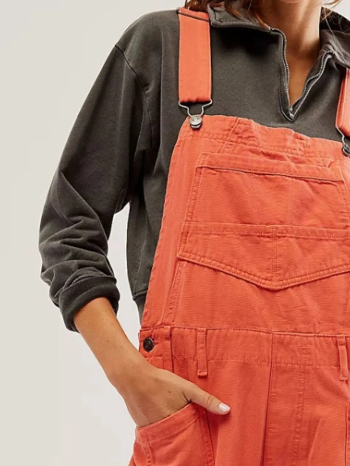 Pocketed Wide Strap Denim Overalls - 4 Colors