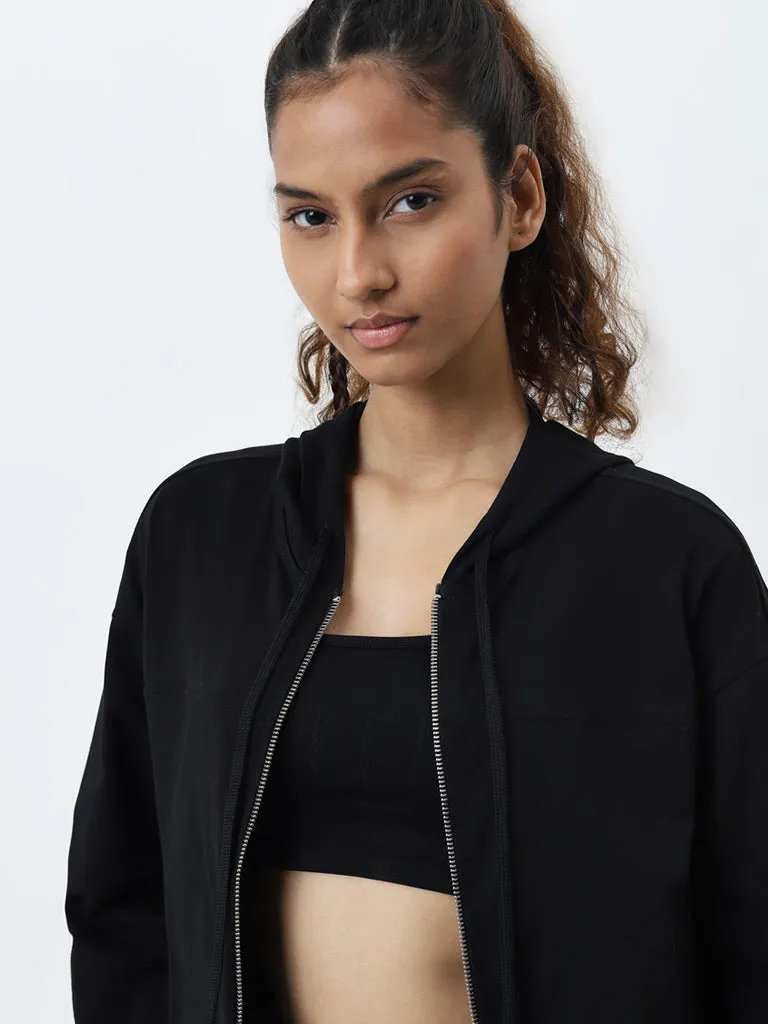 Studiofit Black Hooded Cotton Jacket