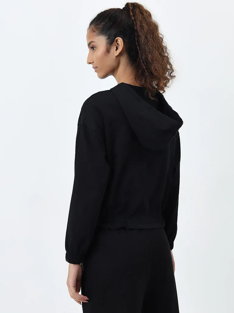 Studiofit Black Hooded Cotton Jacket