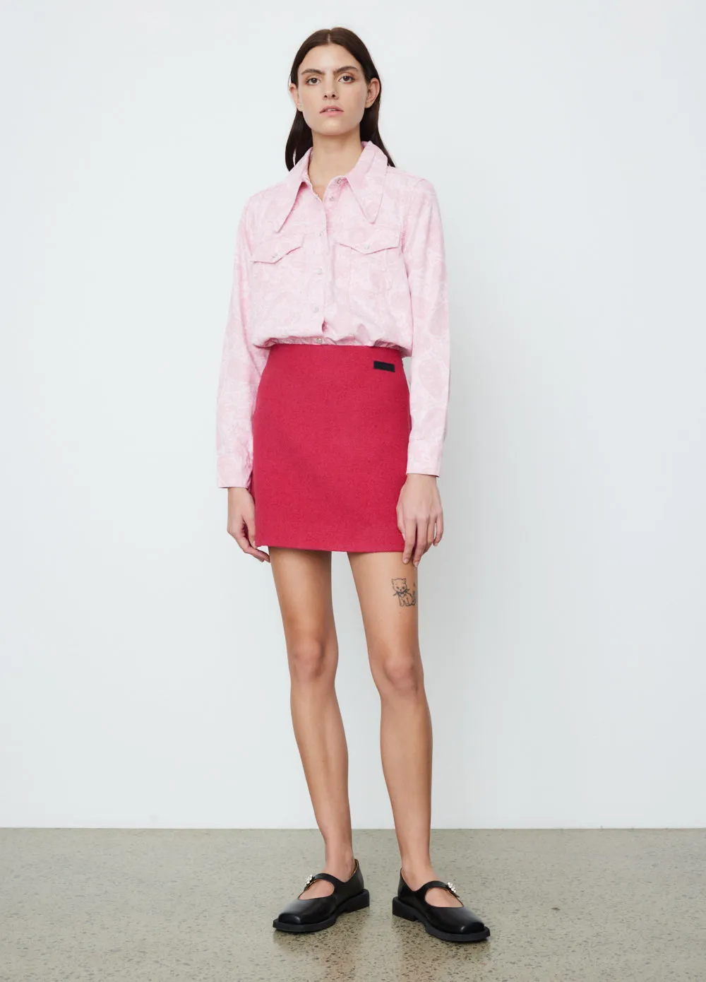 Twill Wool Suiting Mini Skirt