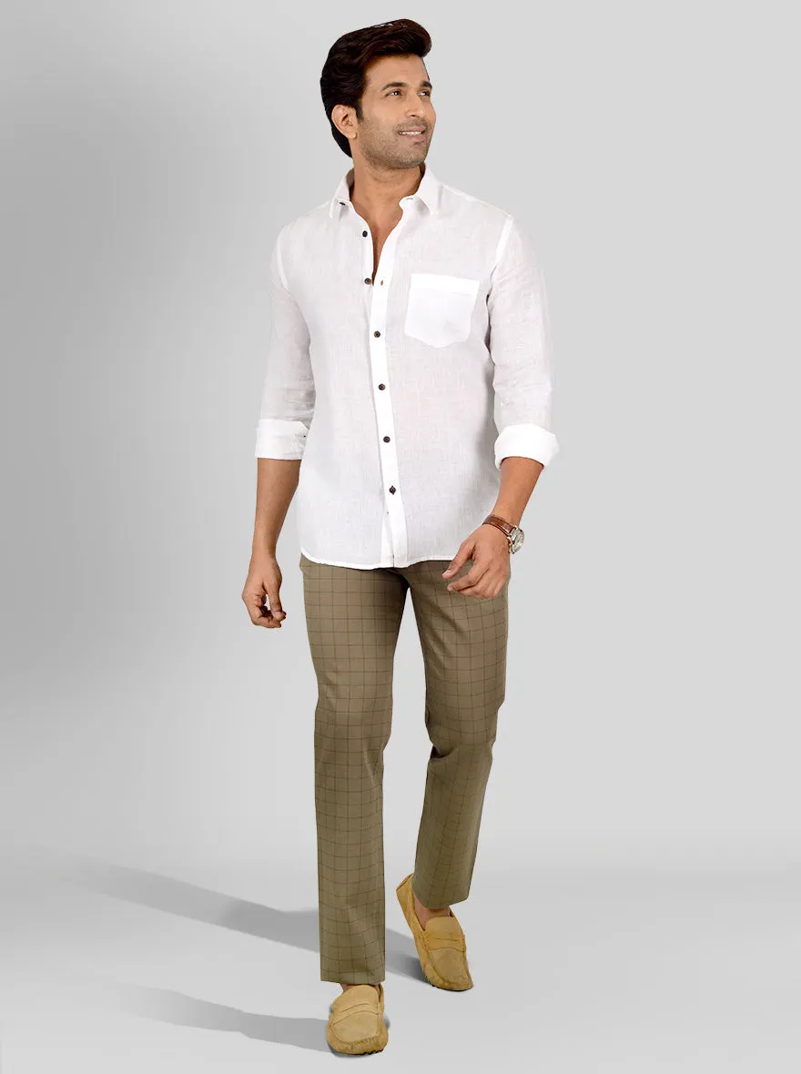 Vanilla White Self Textured Tailored Fit Casual Shirt | JadeBlue