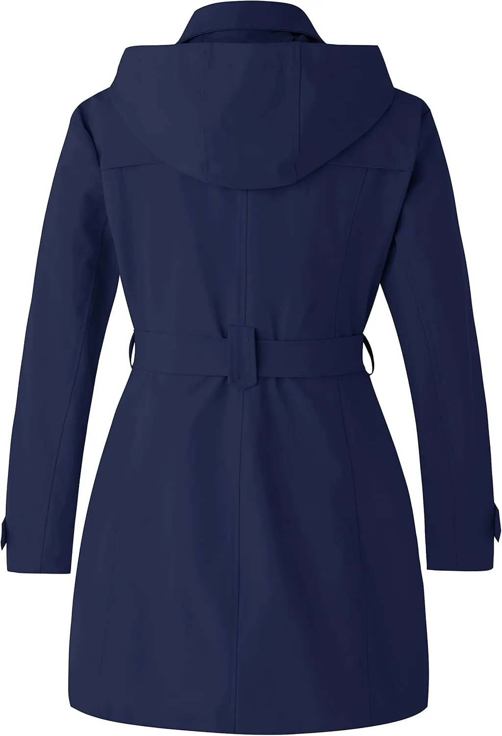wantdo Women's Plus Size Trench Coat Double-Breasted Waterproof Lapel Overcoat Stylish Pea Coat with Detachable Hood