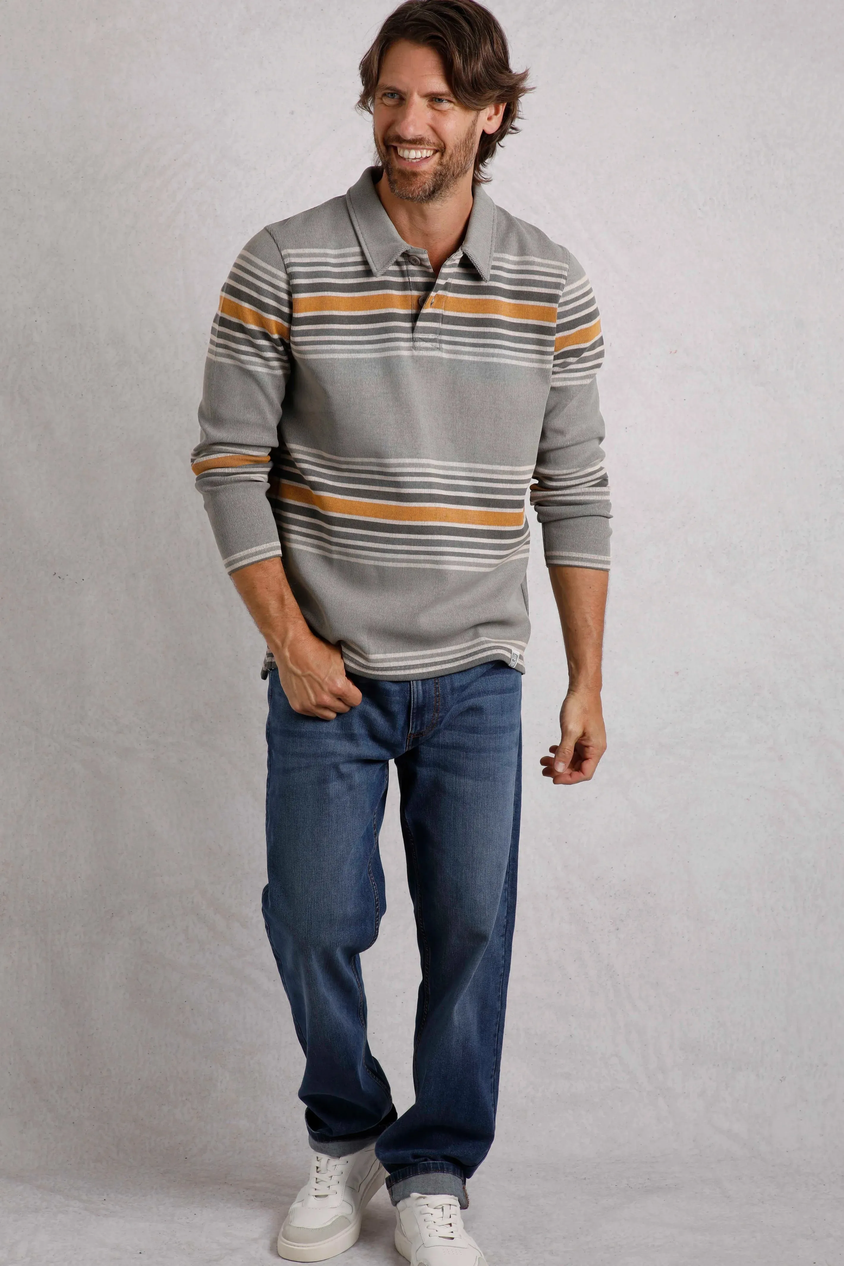 Weird Fish S Limestone Caudale Heavyweight Stripe Rib Rugby Shirt