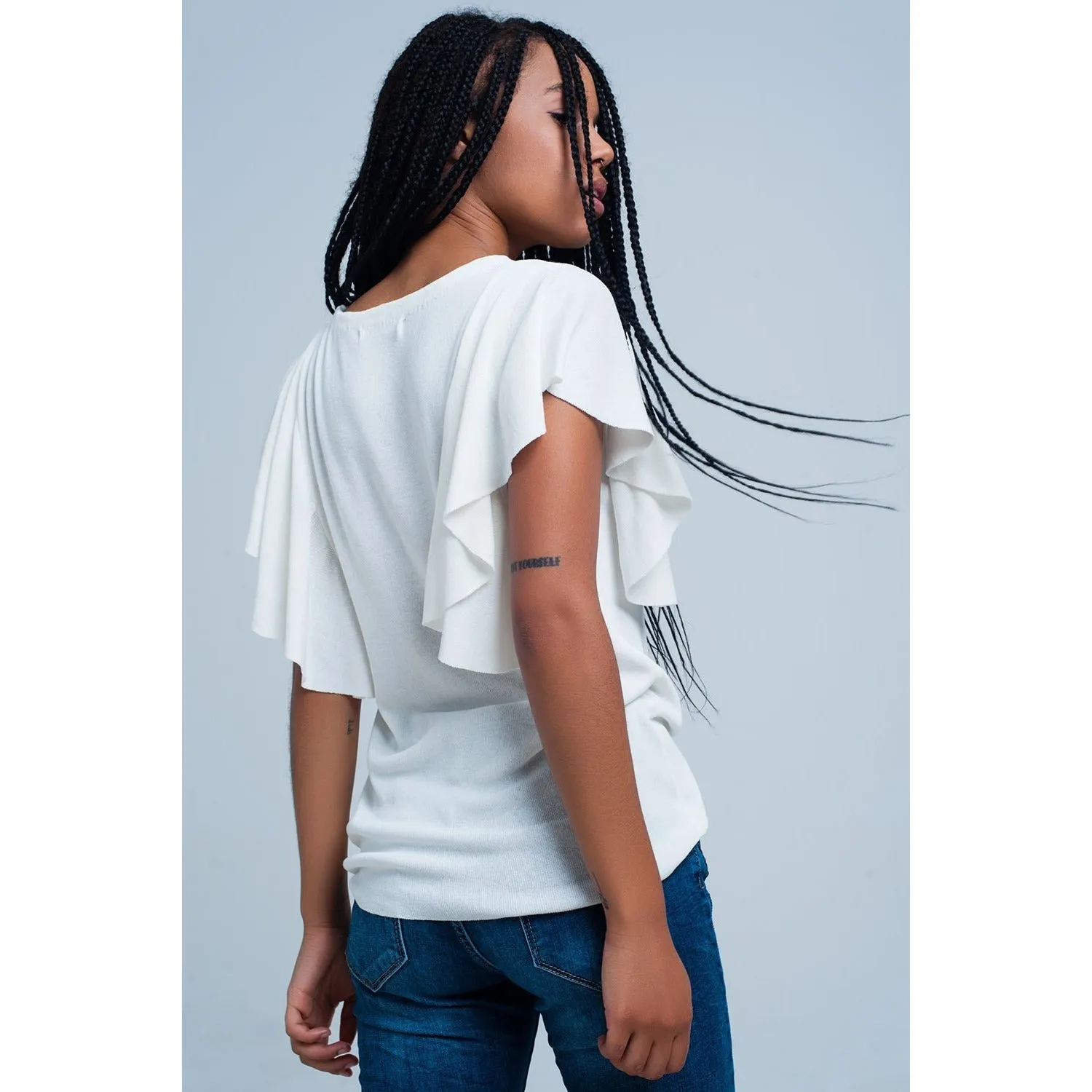 White Top With Ruffles
