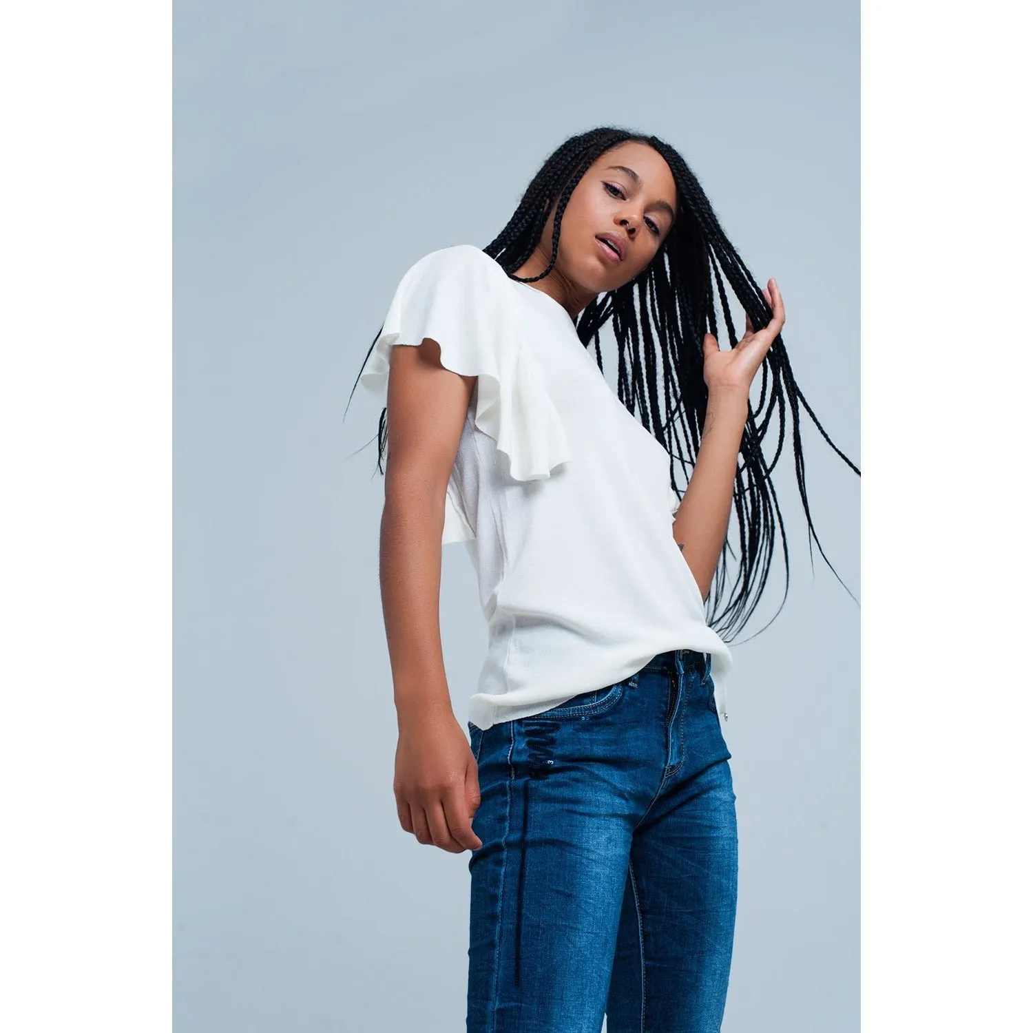 White Top With Ruffles