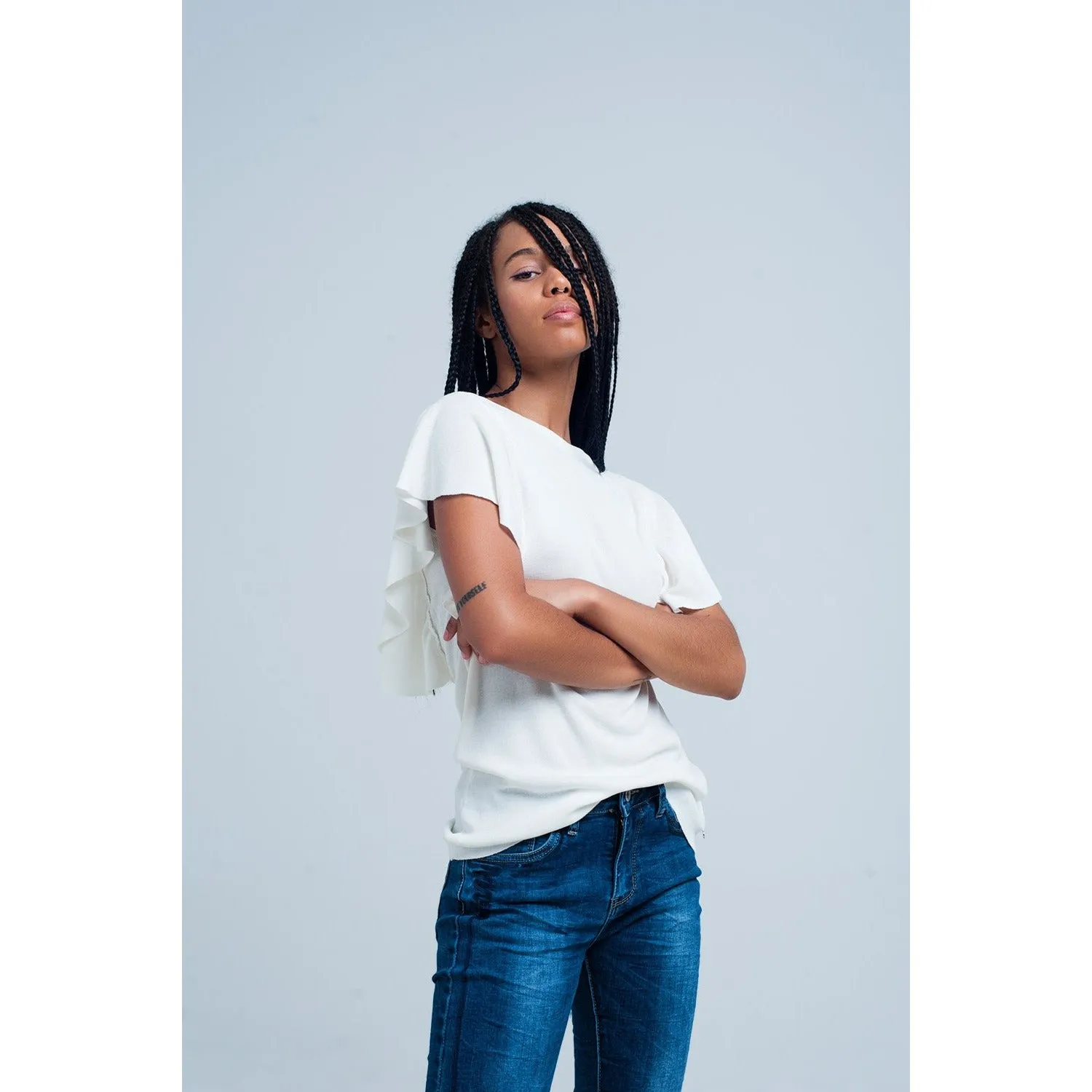 White Top With Ruffles