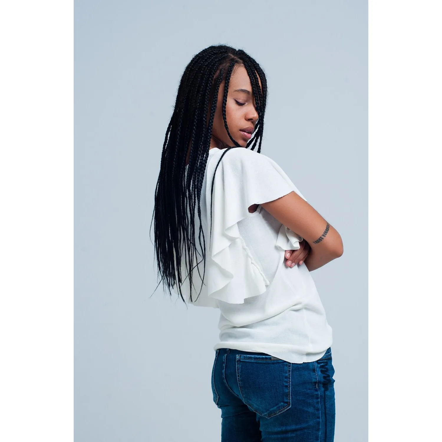 White Top With Ruffles