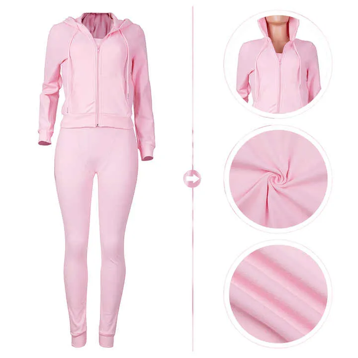 Women's Clothing Fleece Hoodie Set-نسائية من الصوف