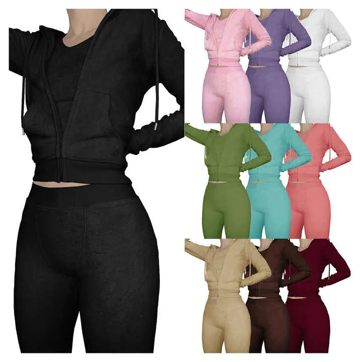 Women's Clothing Fleece Hoodie Set-نسائية من الصوف